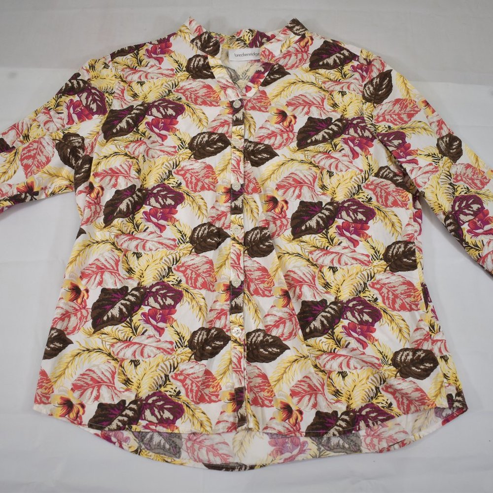 Breckenridge Long Sleeve Floral All Over Hawaii Style Women's Large